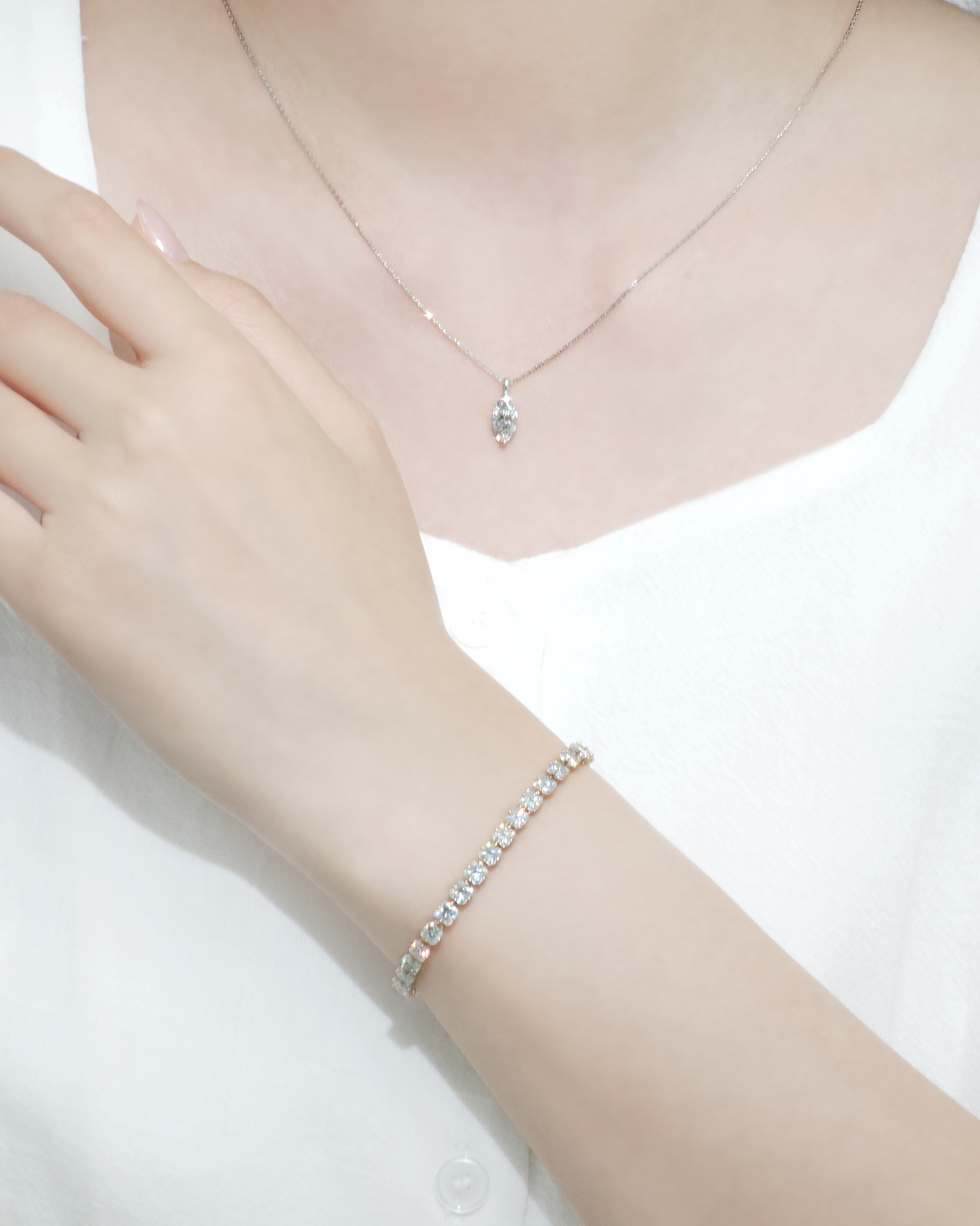 모이사나이트 테니스팔찌 클로버 커팅 14k 18k 이미지 6