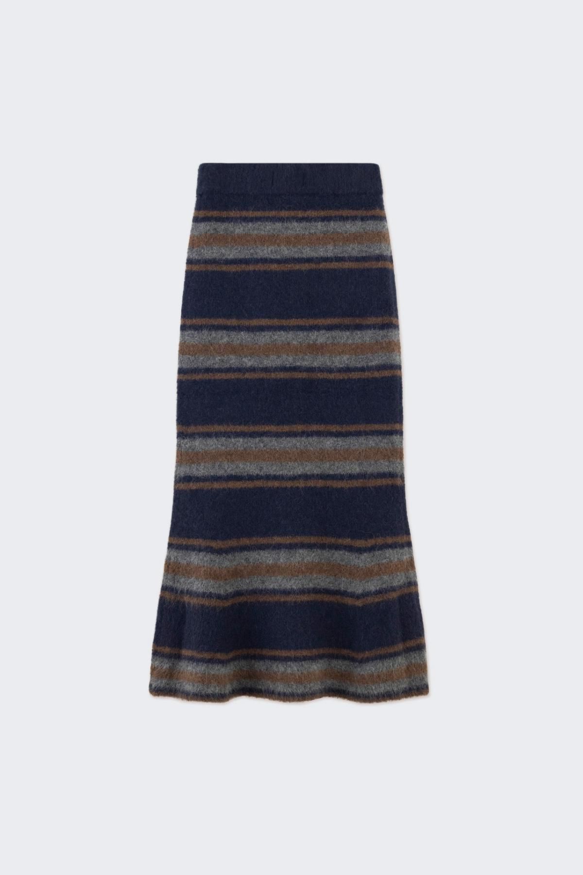 타이니코튼 스트라이프 니트 미디 스커트 AW24-720107 NAVY - 상세 이미지 2