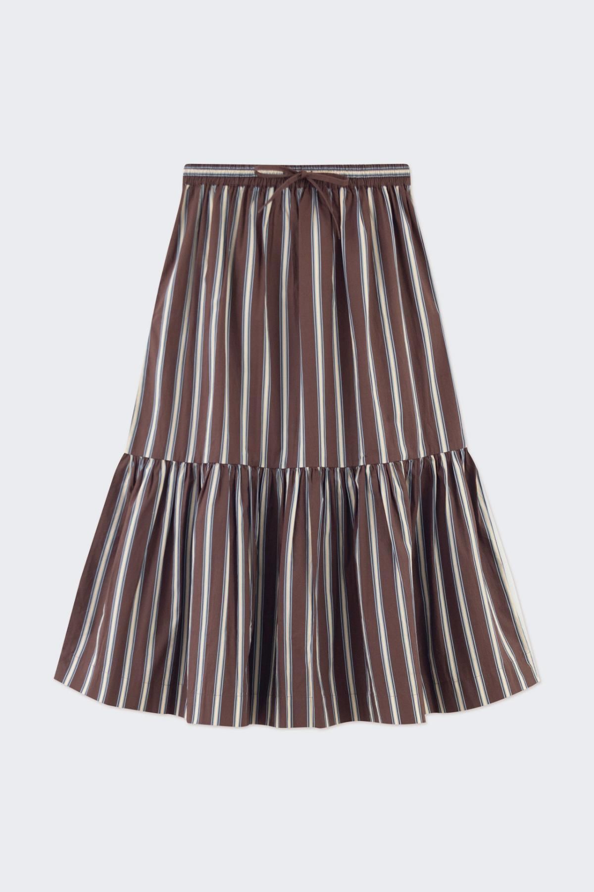 타이니코튼 스트라이프 플레어 미디 스커트 AW24-631K22 ONE COLOR - 상품 이미지