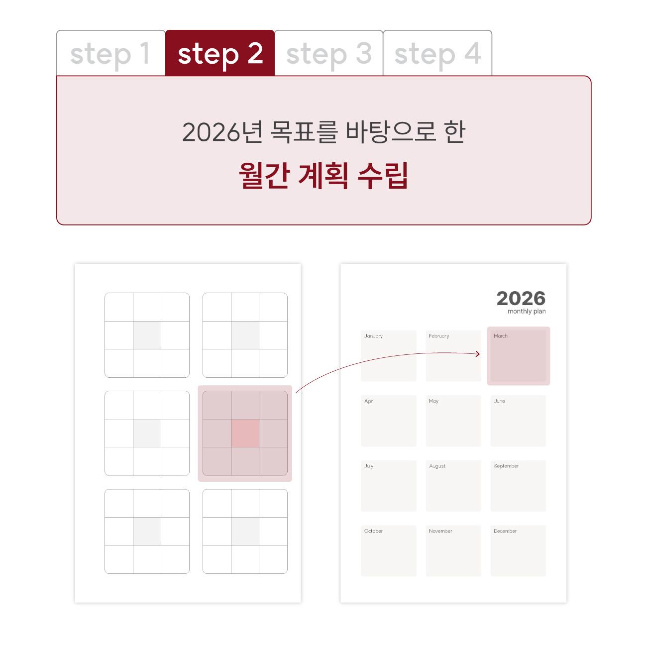 dna 2026년 양장 연간 먼슬리 위클리 데일리 연결되는 목표 스케줄 관리 다이어리