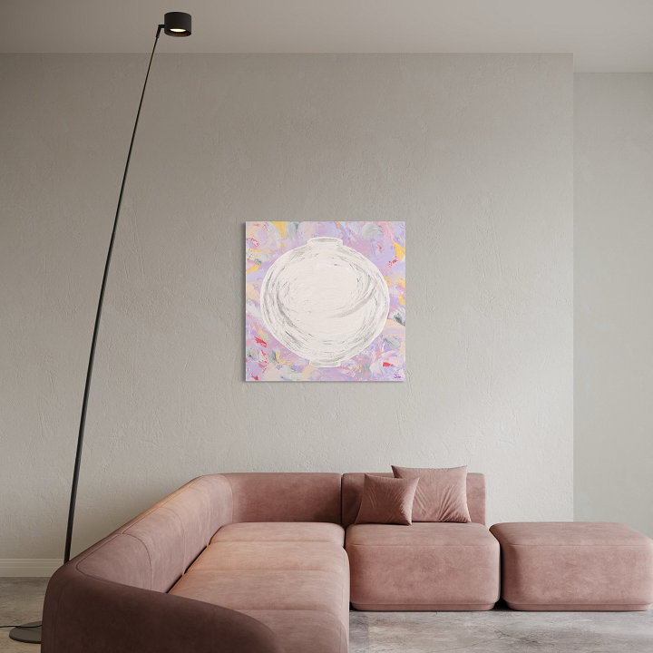 Dal Pium no.2고급캔버스천+삼나무캔버스틀50호(91x91x2.5cm) 달항아리 그림 캔버스 액자 복들어오는 달피움 시리즈 한정수량 에디션문자페인팅 - 상품 이미지