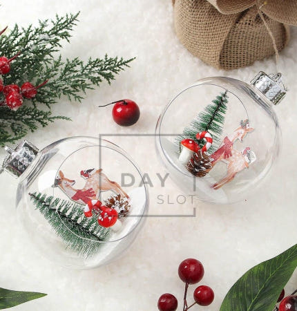 [트렌디프레소 협력사]데이슬롯 스노우 장식볼 2p 사슴마을 크리스마스꾸미기 트리장식품 트리꾸미기