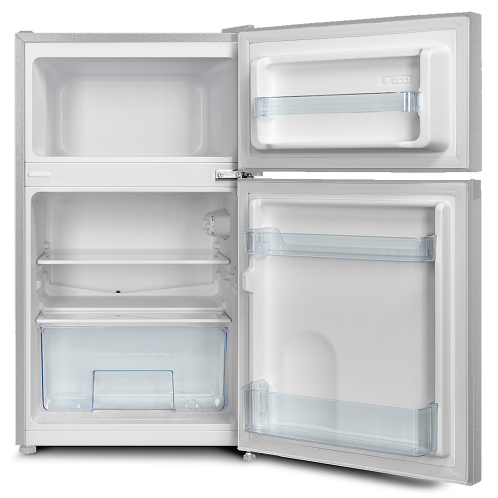 창홍 소형 미니 냉장고 2도어 원룸 가정용 실버 86L