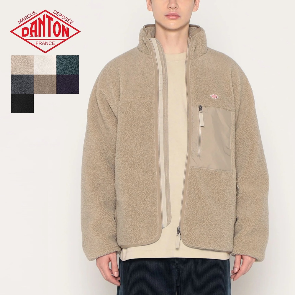 단톤 스탠드 카라 보아 플리스 재킷 남성 뽀글이 DT-A0195LBA M BEIGE - 상품 이미지