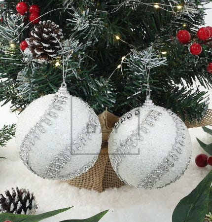 [트렌디프레소 협력사]데이슬롯 실버 트리장식볼 2p 크라운회오리 트리꾸미기 크리스마스인테리어