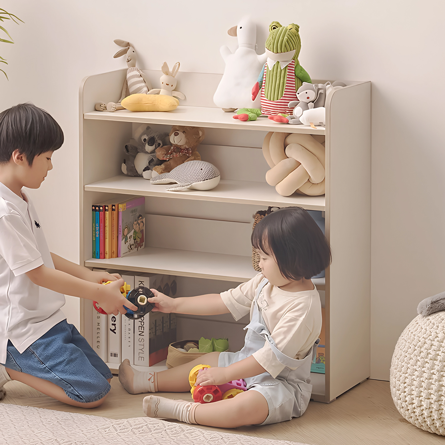 아기 선반 맘마존 선반 북선반 스탠드 책장 거실 선반장 800x295x865, 4단, 옐로우