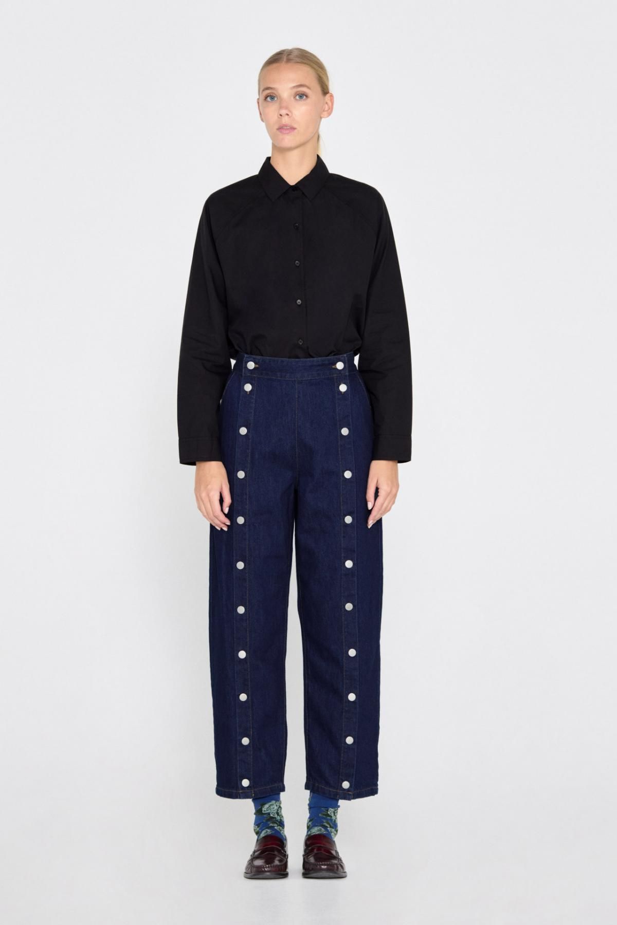 타이니코튼 미니멀 래글런 블랙 긴팔 셔츠 AW24-621102 NEGRO - 상세 이미지 4