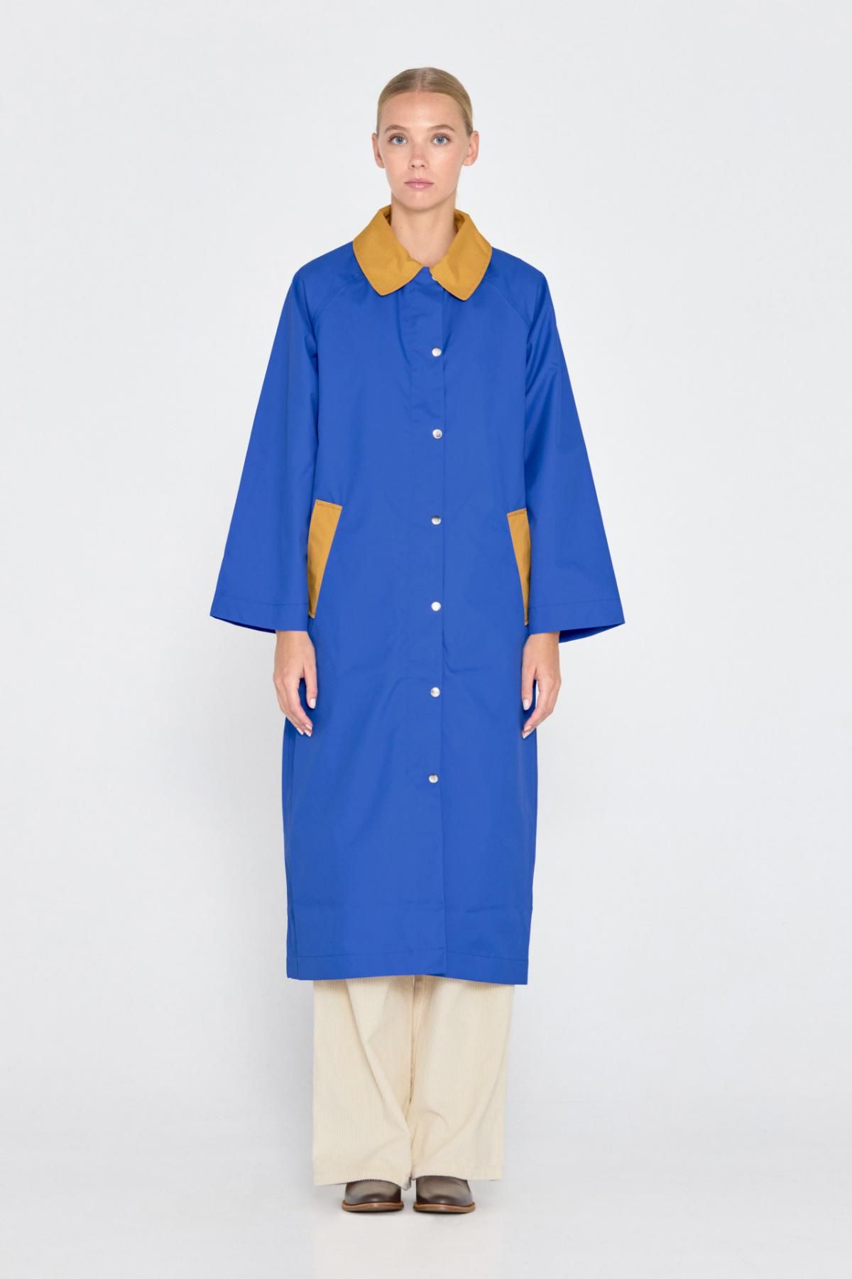 타이니코튼 컬러블록 롱 트렌치코트 AW24-682J29 ULTRAMAR - 상세 이미지 3