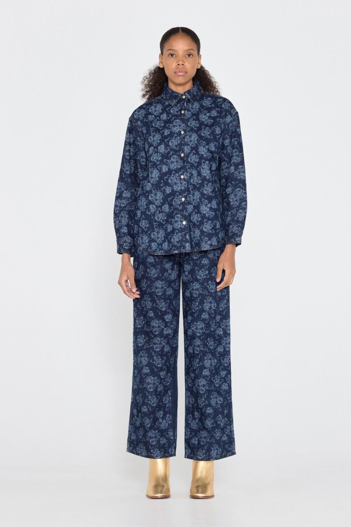 타이니코튼 플라워 패턴 데님 긴팔 셔츠 AW24-768L30 ONE COLOR - 상세 이미지 4