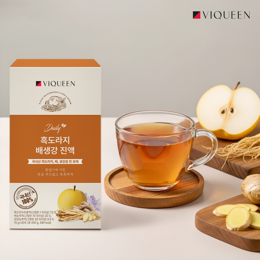 바이퀸 데일리 국산 흑도라지 배 생강 도라지 진액 차 450g 30포, 1개 - 상세 이미지 4