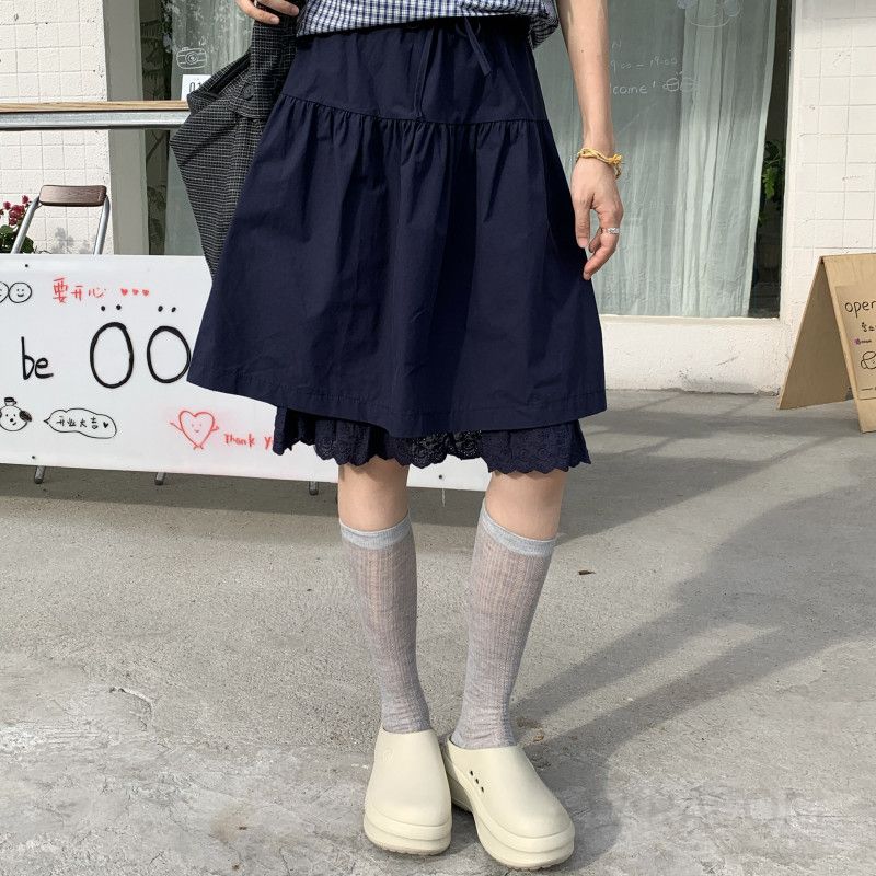 여성 A라인 플레어 코튼 면 미디 스커트 밴딩 치마 캐주얼 허리밴딩 베이직 기본 롱치마 봄 여름 - 상세 이미지 2
