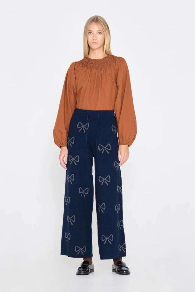 타이니코튼 리본 패턴 와이드 팬츠 AW24-717107 ONE COLOR - 상세 이미지 4