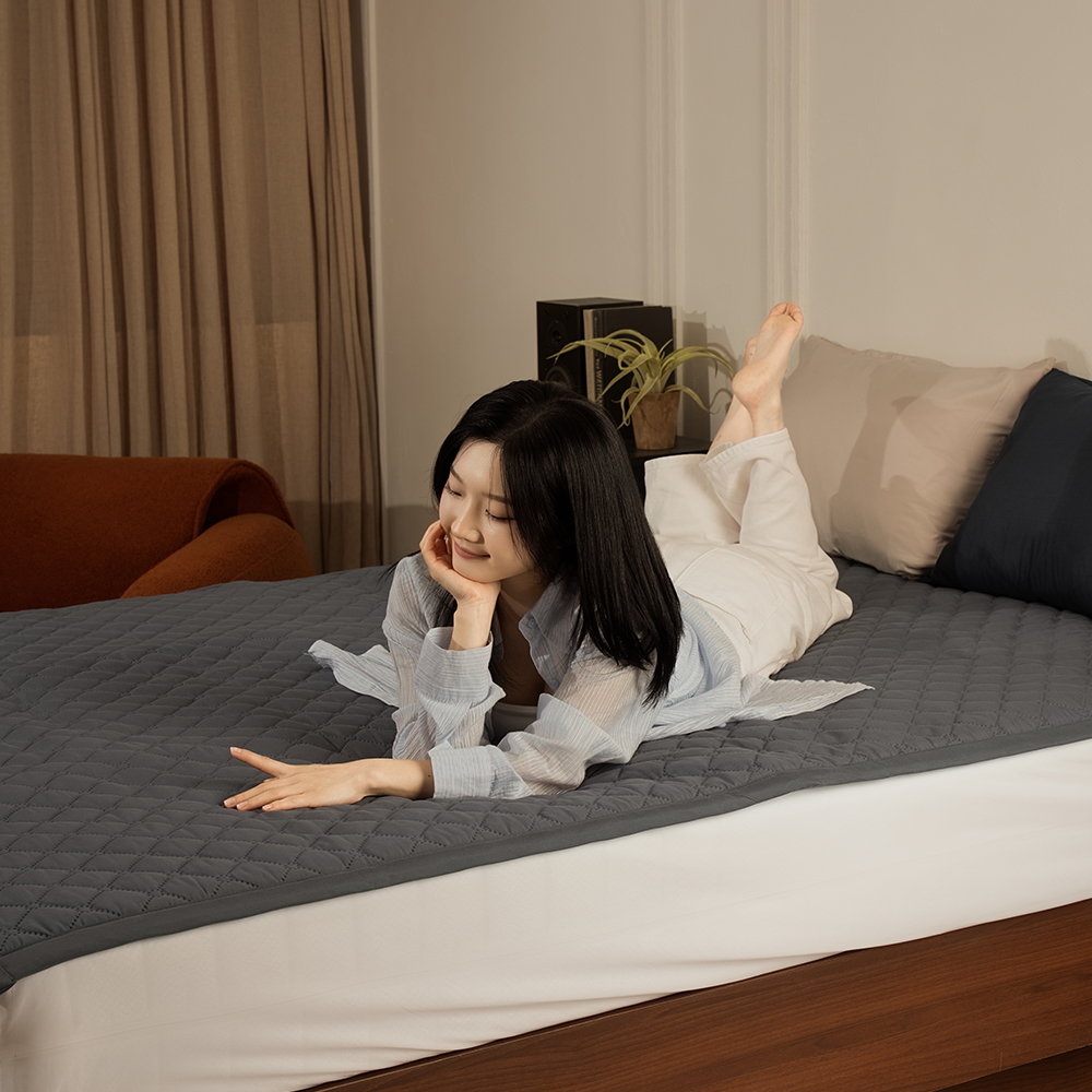 뜨숨 분리난방 전기매트 퀸 전기장판 캠핑 듀얼 탄소매트 카본 전기요 다크그레이 - 상품 이미지