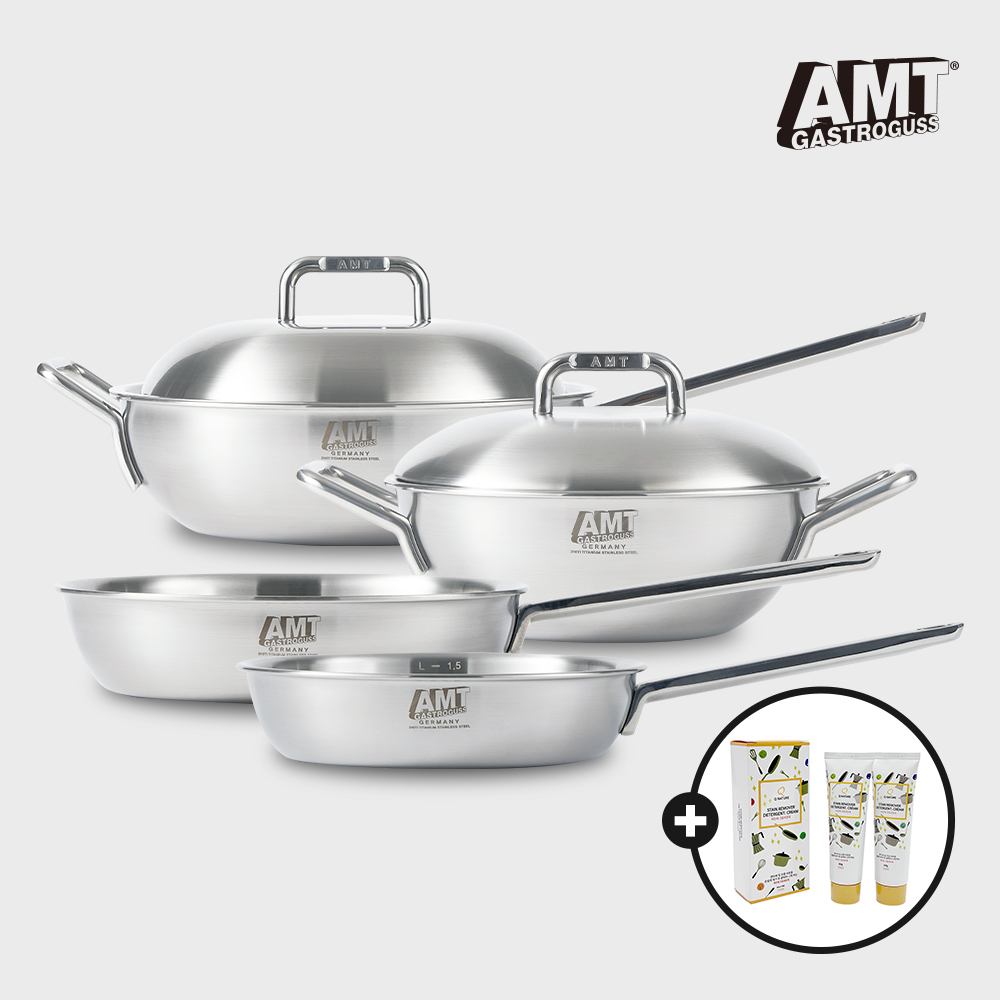 AMT 316Ti 통5중 팬&웍 4종세트(소테팬22,26,양수웍22,편수웍28)+사은품 큐네이처 크림세정제 - 상품 이미지