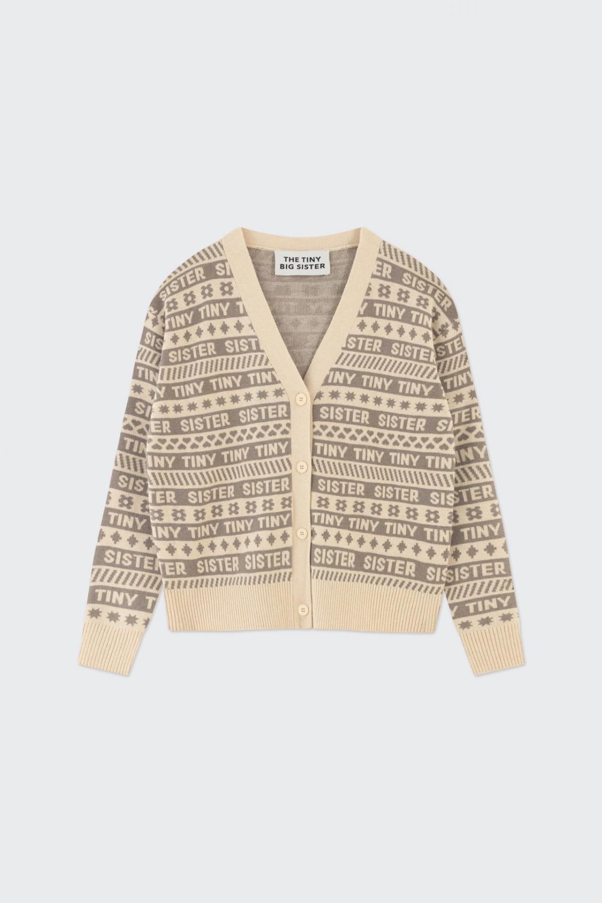타이니코튼 자카드 브이넥 니트 카디건 AW24-711P01 ONE COLOR - 상품 이미지