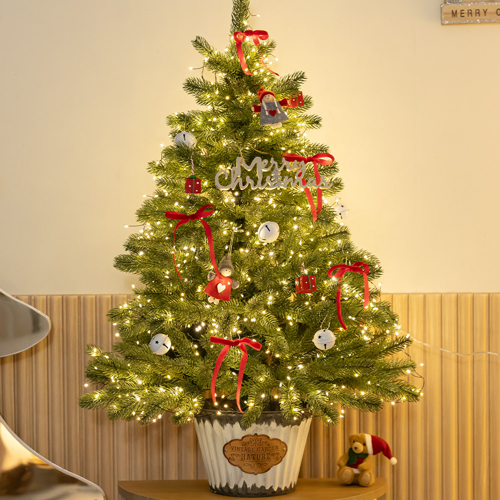 크리스마스 트리 나무 장식 풀세트 레드마블더블그린 90cm (양면) 성탄절 PE 중형 소품 용품 데코 꾸미기 - 상품 이미지