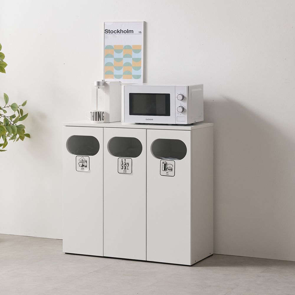 가구의서 재활용 분리수거함 휴지통 1단 3칸 900x405x857mm