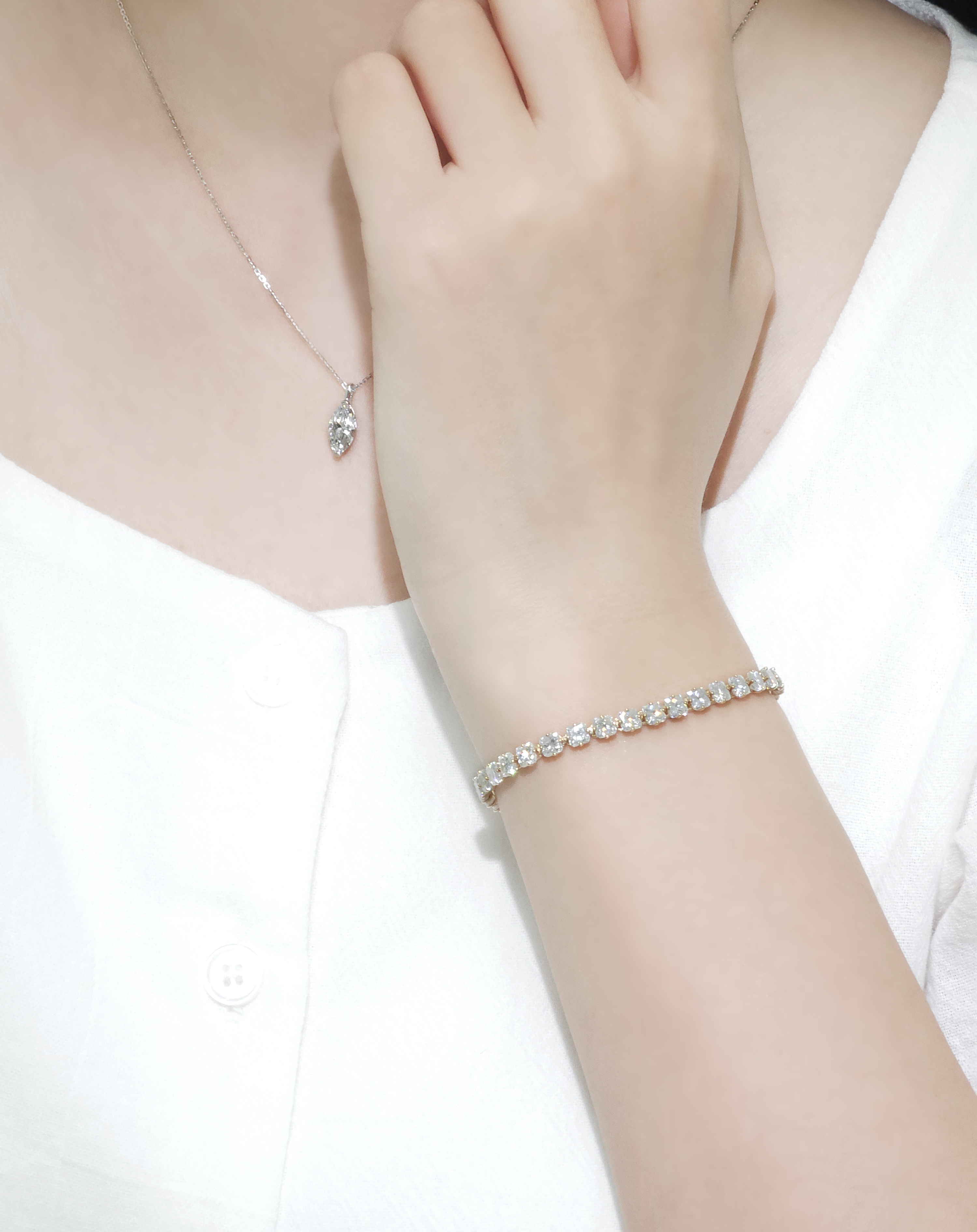 모이사나이트 테니스팔찌 클로버 커팅 14k 18k 이미지 8