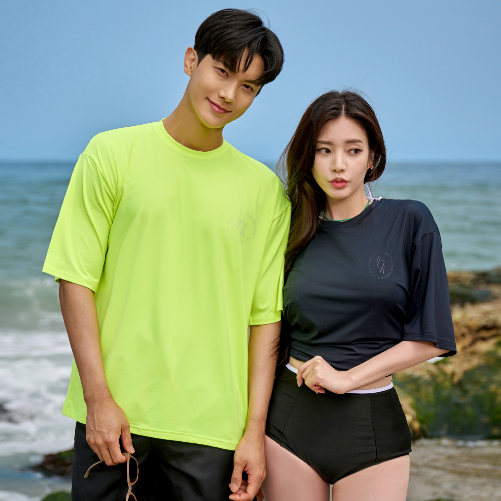 위크나인 래쉬가드 반팔 상의 여자 남자 물놀이 워터파크 수영복 파라다이스 인디고 이미지 7