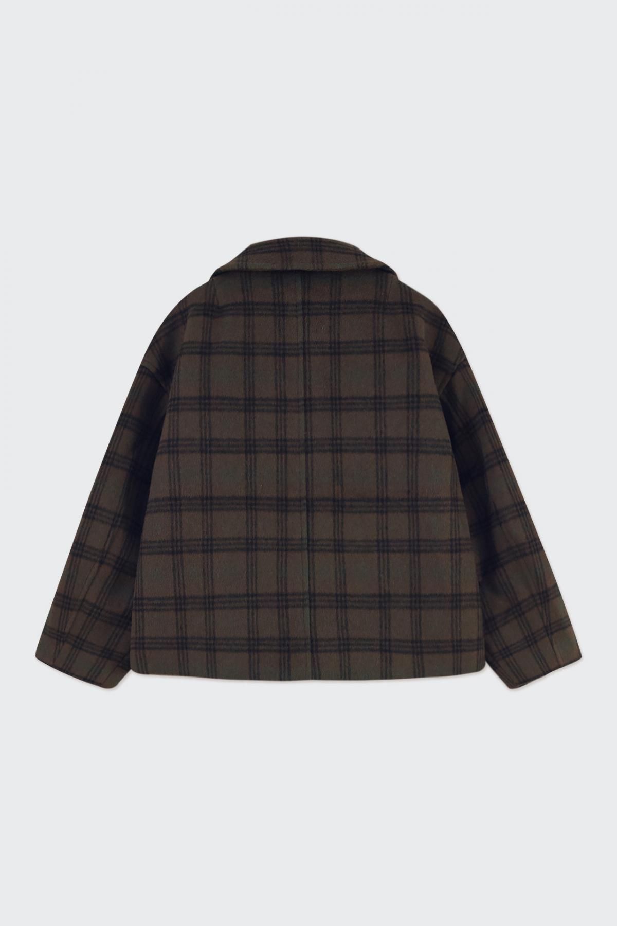 타이니코튼 체크패턴 숏코트 울혼방 테일러드카라 AW24-665P10 ONE COLOR - 상세 이미지 2