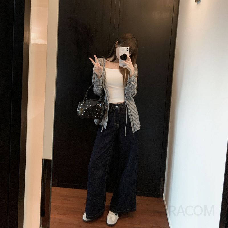 여성 긴팔 스트라이프 가디건 가을용 레트로 스타일 우아한 캐주얼 레이어드용 데일리웨어 고급스러운 얇은 스트랩 디자인 - 상세 이미지 2