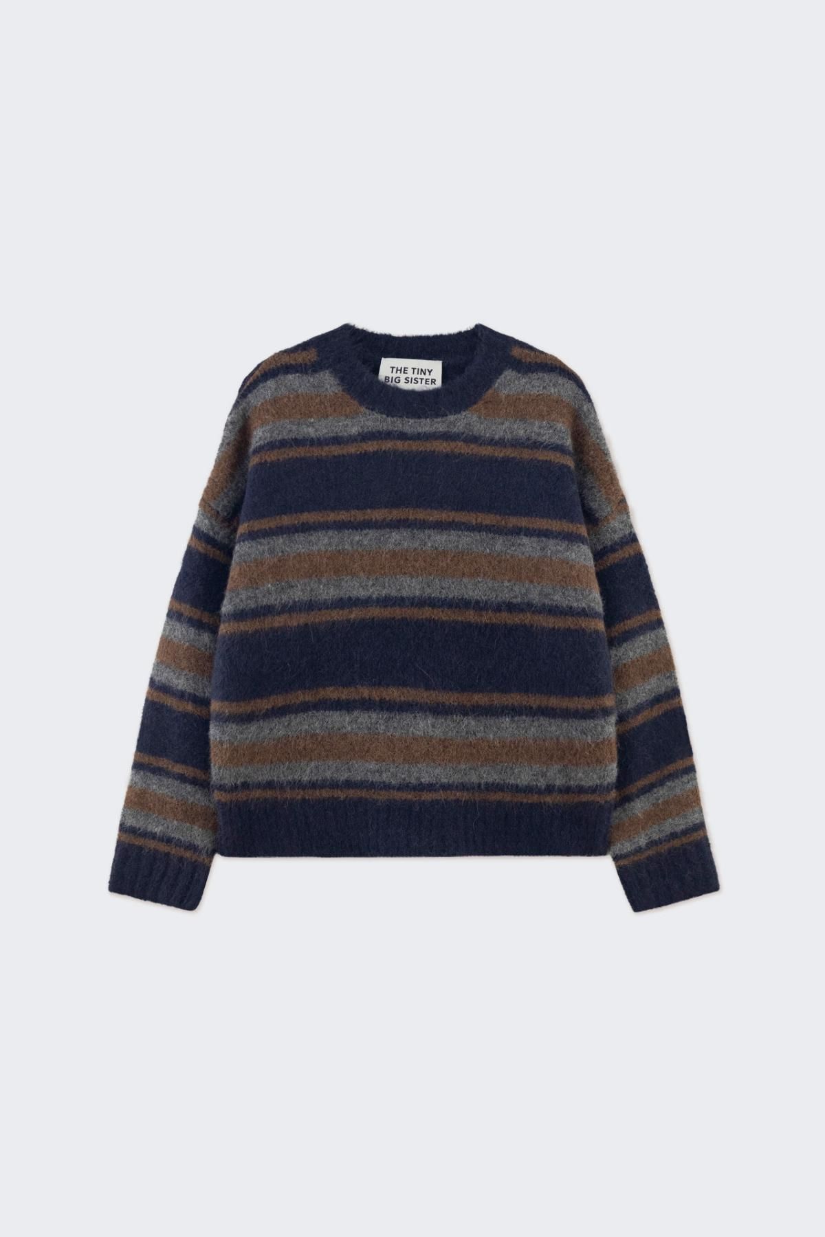 타이니코튼 스트라이프 라운드넥 니트 Jersey luca a rayas AW24-719107 NAVY - 상품 이미지