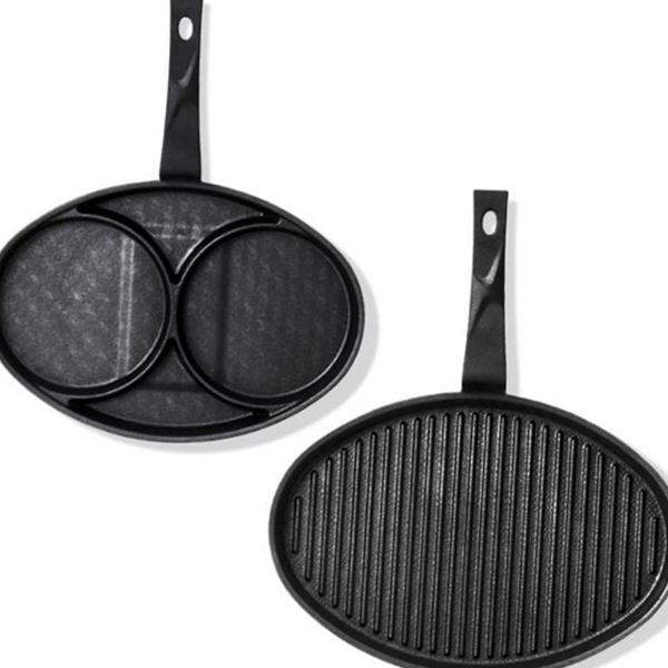 가정용 인덕션 후라이팬 2구 계란 후라이팬 타원형 캠핑