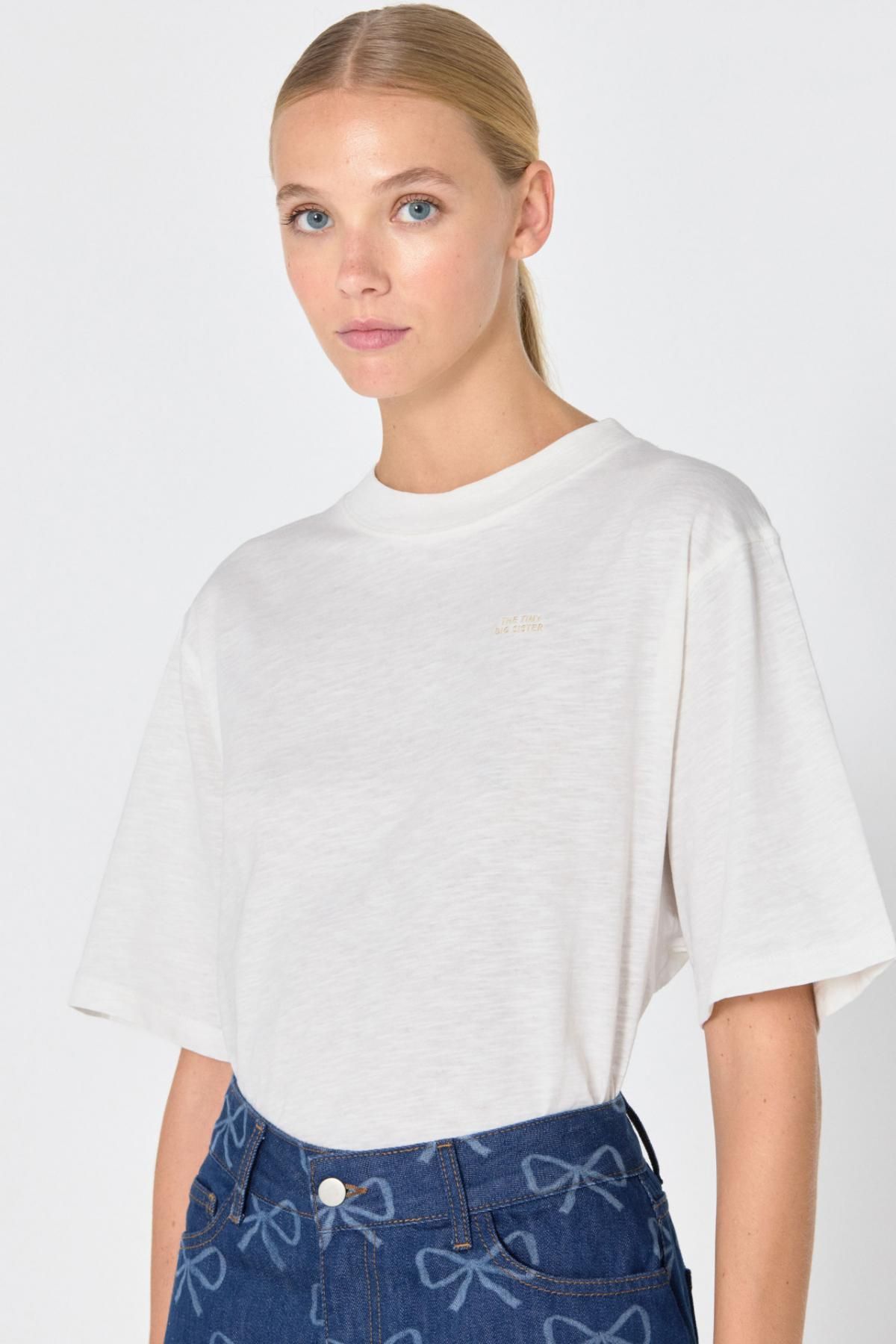 타이니코튼 미니멀 베이직 반팔 티셔츠 AW24-730104 BLANCO - 상세 이미지 3