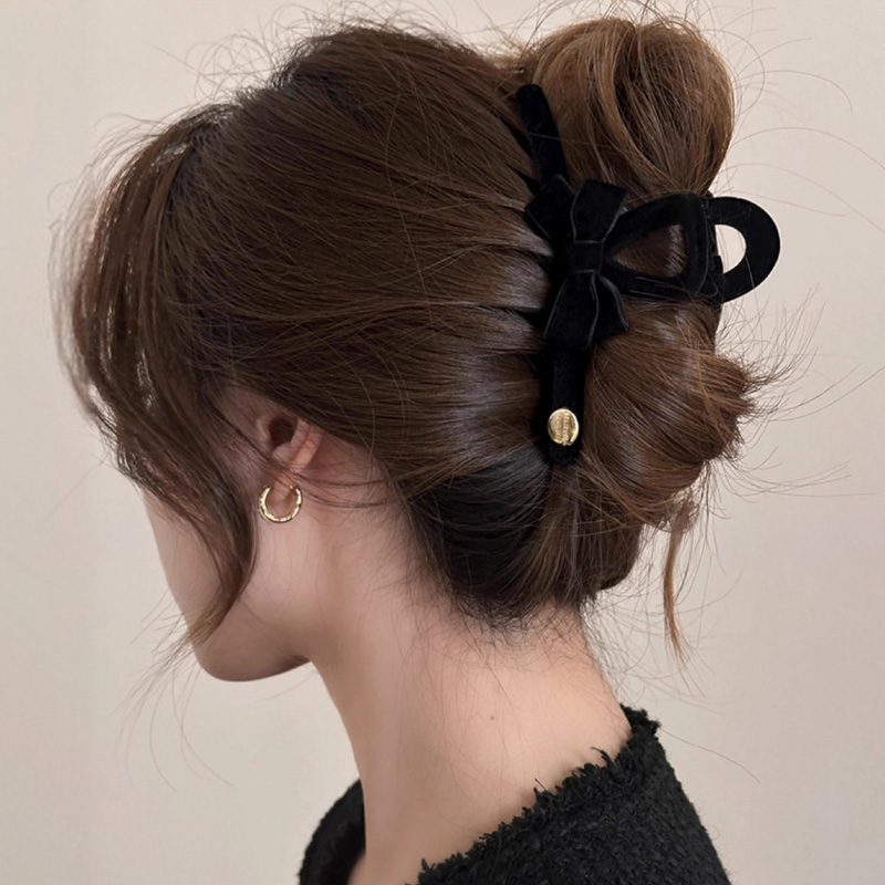 벨벳 미니리본 금장 포인트 집게핀 N855 제품 이미지