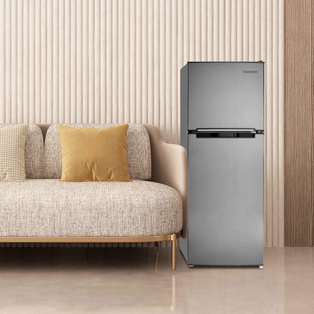 창홍 소형 미니 냉장고 2도어 원룸 가정용 실버 138L