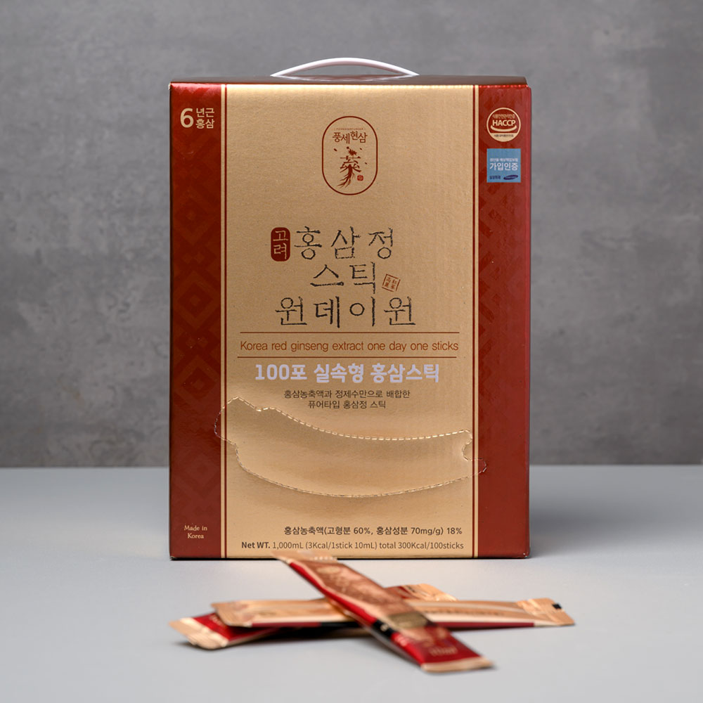 6년근 홍삼정 스틱 원데이원 추석 명절 부모님 선물세트(+쇼핑백증정) 100포, 1개 - 상세 이미지 5