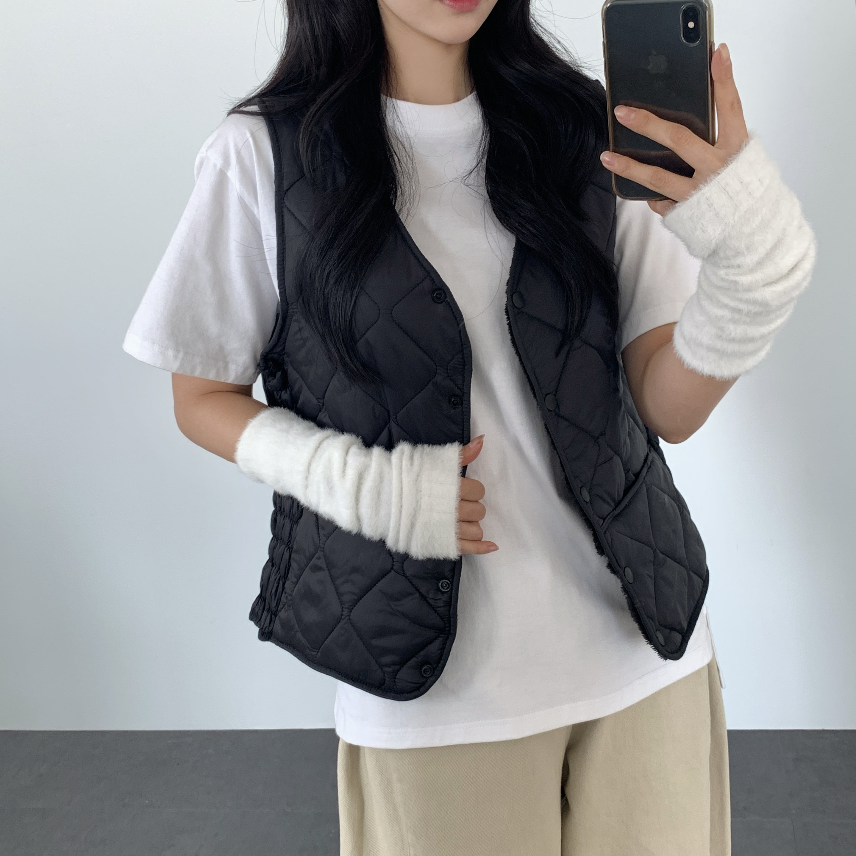 여성 경량패딩 조끼 러닝패딩 플리스 베스트 후리스 다운조끼 깔깔이 - 상세 이미지 4