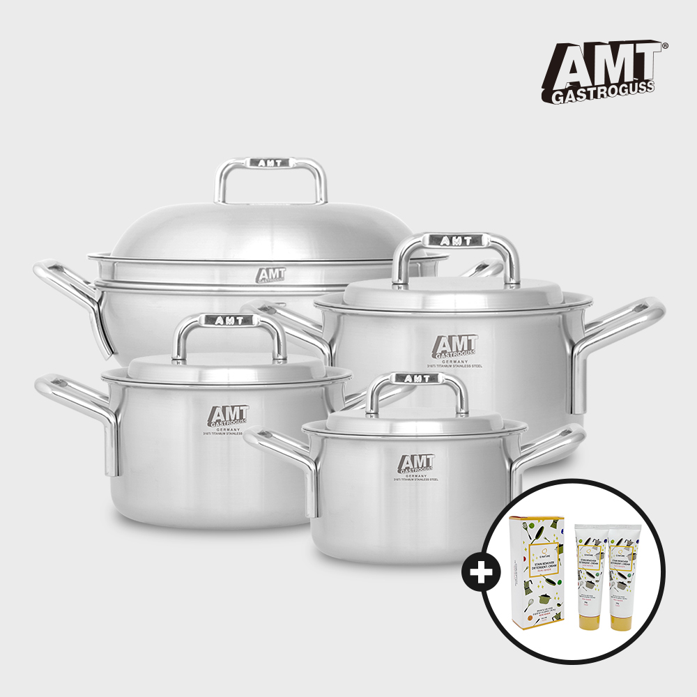 AMT 샤프 파티웍 4종 세트(16,20,24양수,파티웍28) 316Ti 스텐+사은품 큐네이처 크림세정제 - 상품 이미지