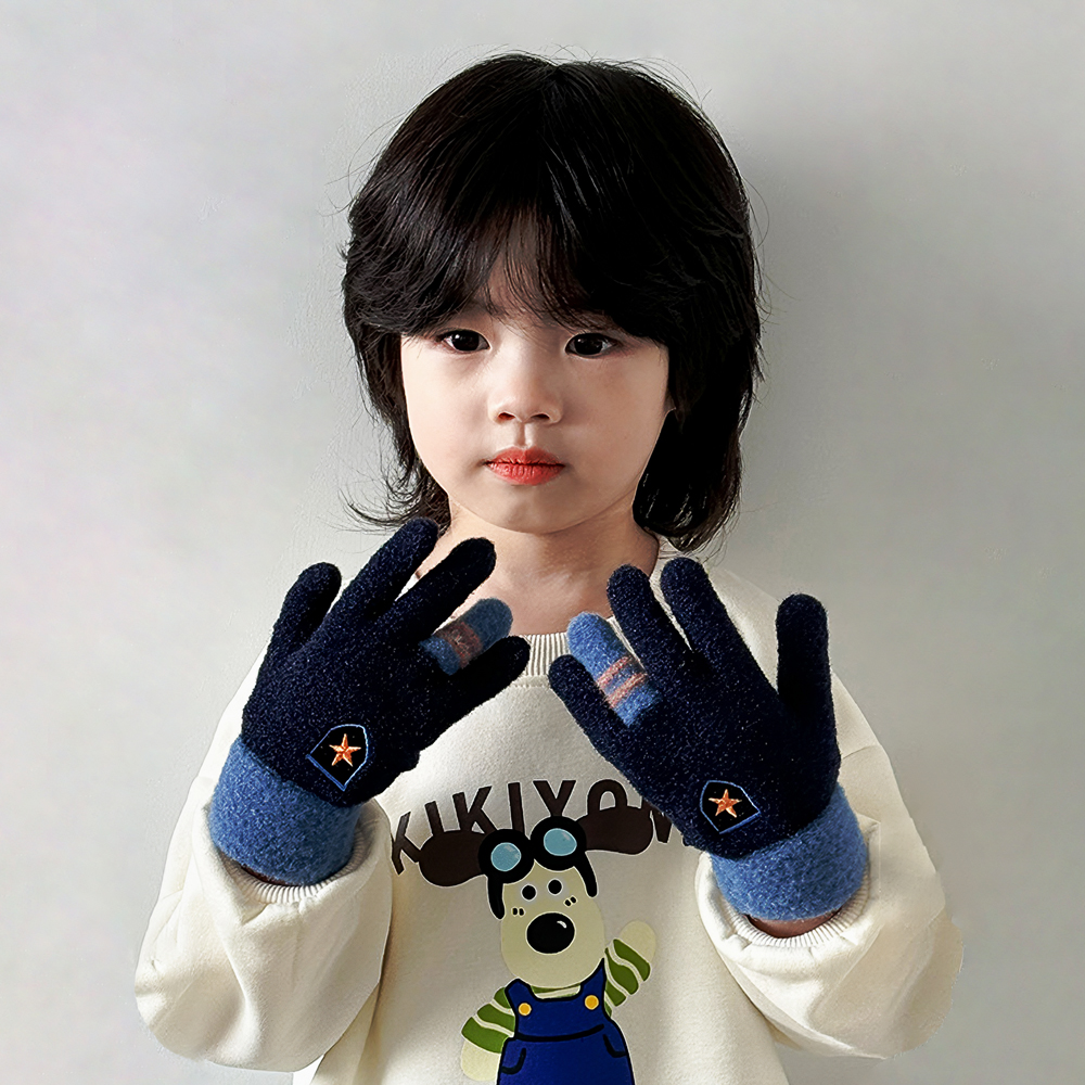 유아 아동 키즈 남아 어린이 초등 아이 여아 토들러 학생 니트 겨울 손가락 털 장갑 - 상세 이미지 2