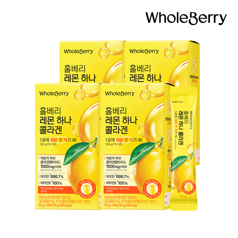 홀베리 레몬 하나 콜라겐 15g 14포, 4개 - 상품 이미지