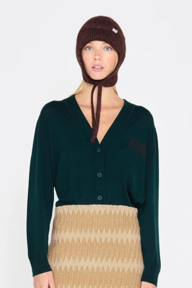 타이니코튼 베이직 브이넥 카디건 lara AW24-691M22 VERDE BOTELLA - 상세 이미지 3