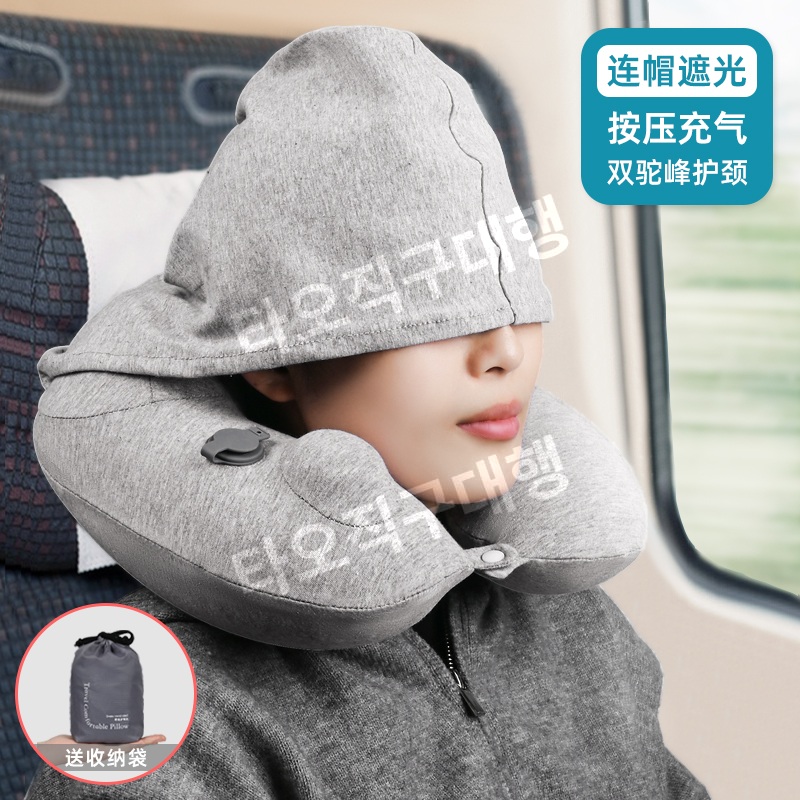 목베개후드티 휴식 여행 비행기 목베개 수면 후드 사무실 여행용 쿠션 U자형 휴대용 - 상세 이미지 2