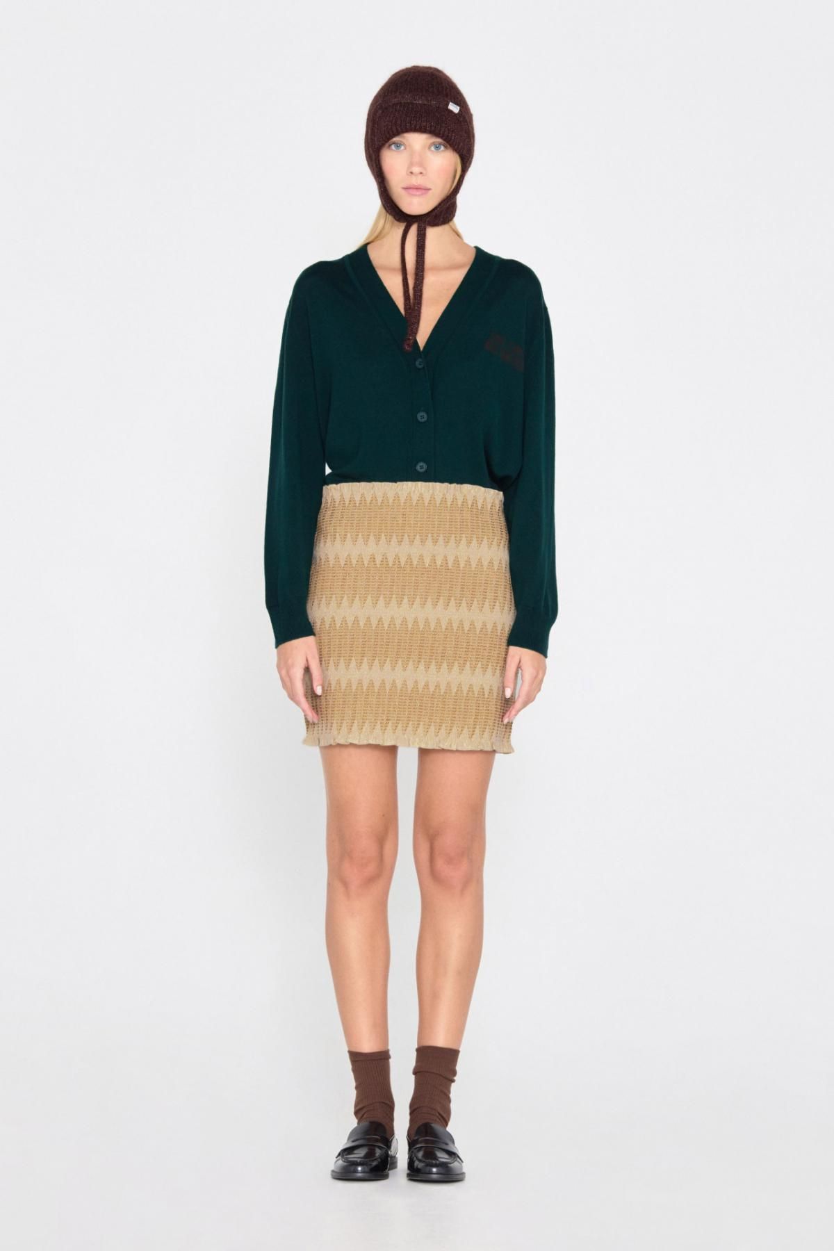타이니코튼 베이직 브이넥 카디건 lara AW24-691M22 VERDE BOTELLA - 상세 이미지 5