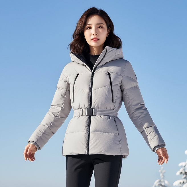 [무료반품] 블랙야크 겨울 여성 허리벨트 아웃도어 방풍 오리털 패딩점퍼 블랙, 105 - 상품 이미지