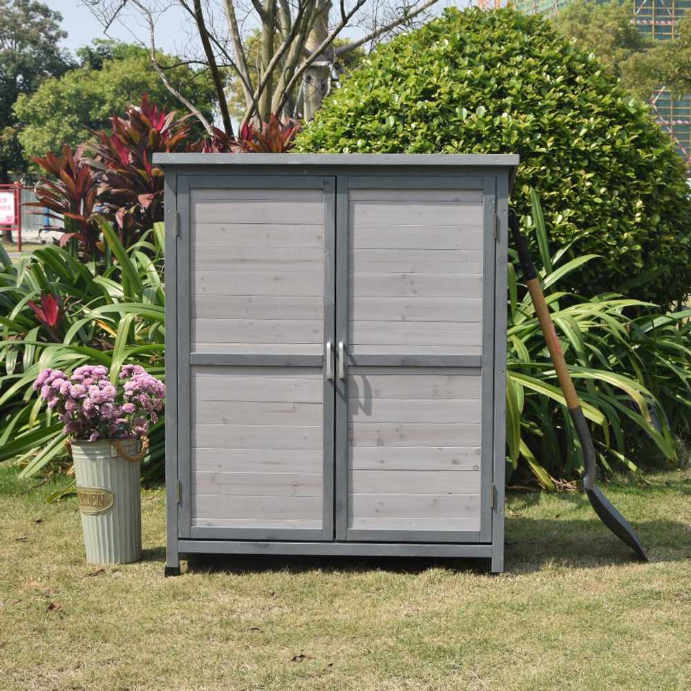 우드 농기구 보관함 정원 인테리어 야외 수납장 간이 그레이 1000x550x1200mm - 상품 이미지