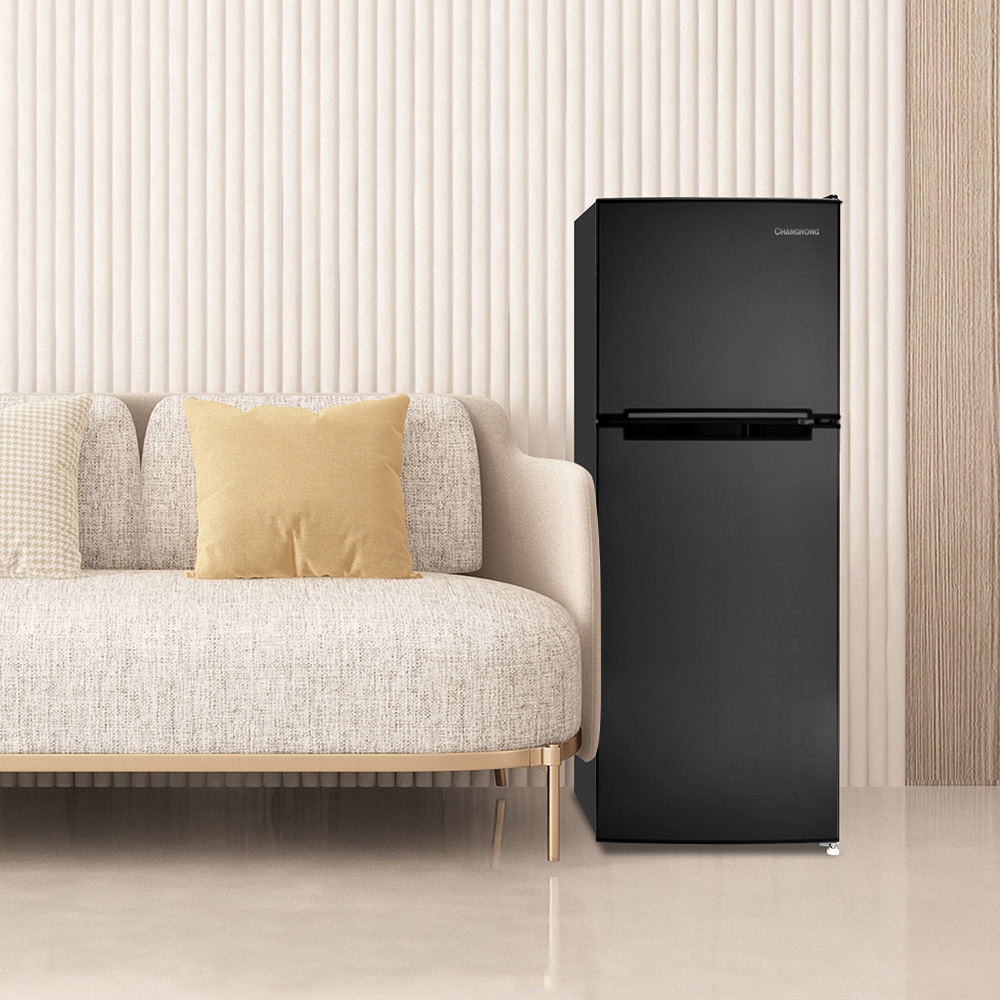 창홍 소형 미니 냉장고 2도어 원룸 가정용 블랙 138L