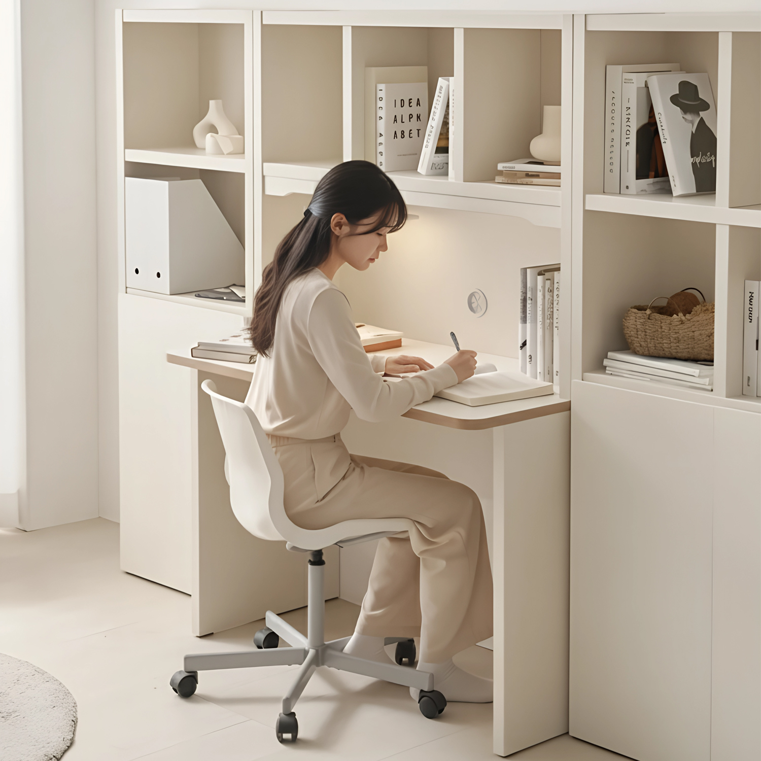 전면 책상 책장 세트 1100 책상 세트 공부방 중학생 데스크