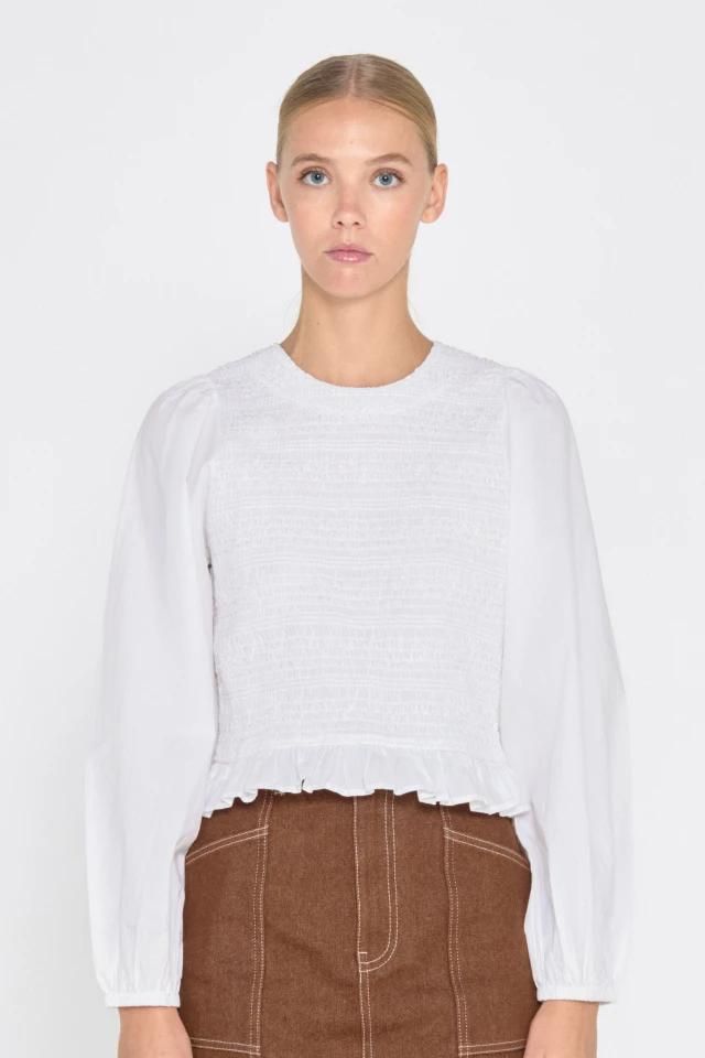타이니코튼 스모킹 디테일 퍼프소매 블라우스 AW24-622101 ONE COLOR - 상세 이미지 3