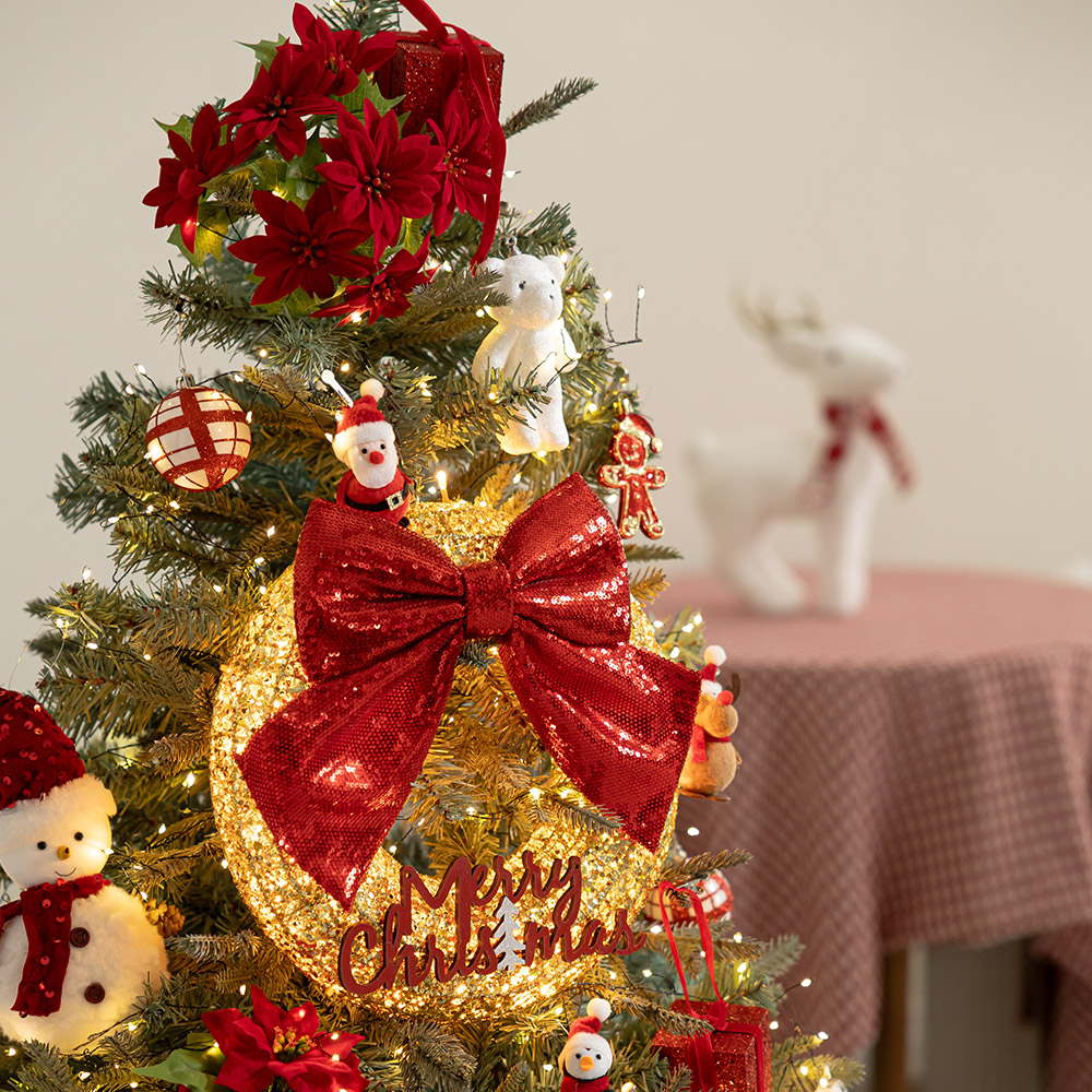 크리스마스 트리 나무 장식 풀세트 레드벨벳포인꽃그레이 150cm (양면) 성탄절 PE PVC 대형 소품 용품 데코 - 상세 이미지 5