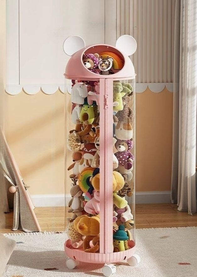 인형보관함 장난감 원통 대형 수납함 정리함 28. 30cm 표준 112cm 크림핑크 - 상품 이미지