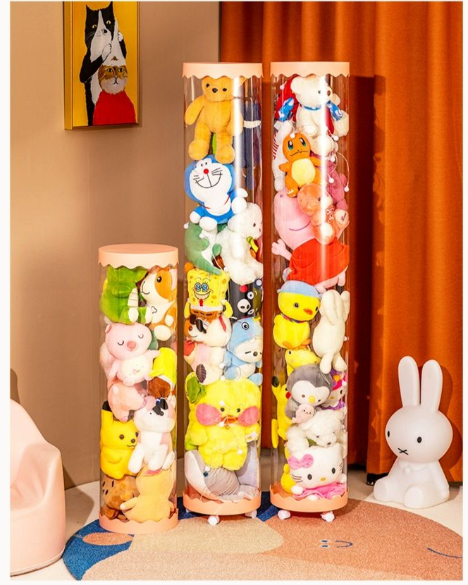 인형보관함 대형 피규어 장난감 투명 지퍼 수납함 1. 크림화이트 120cm 지름27cm A - 상품 이미지