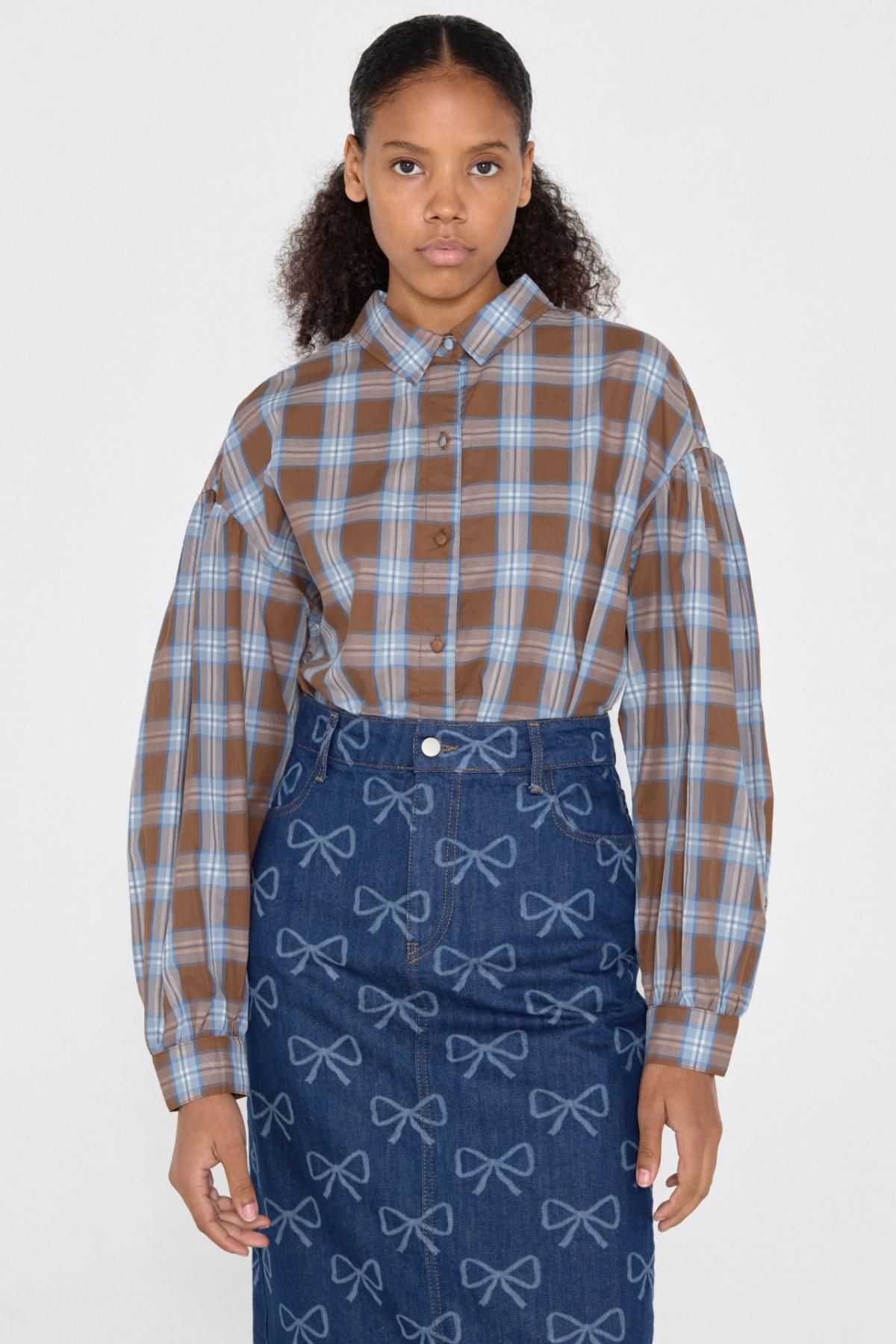 타이니코튼 체크패턴 오버핏 긴팔 셔츠 AW24-723M06 ONE COLOR - 상세 이미지 3