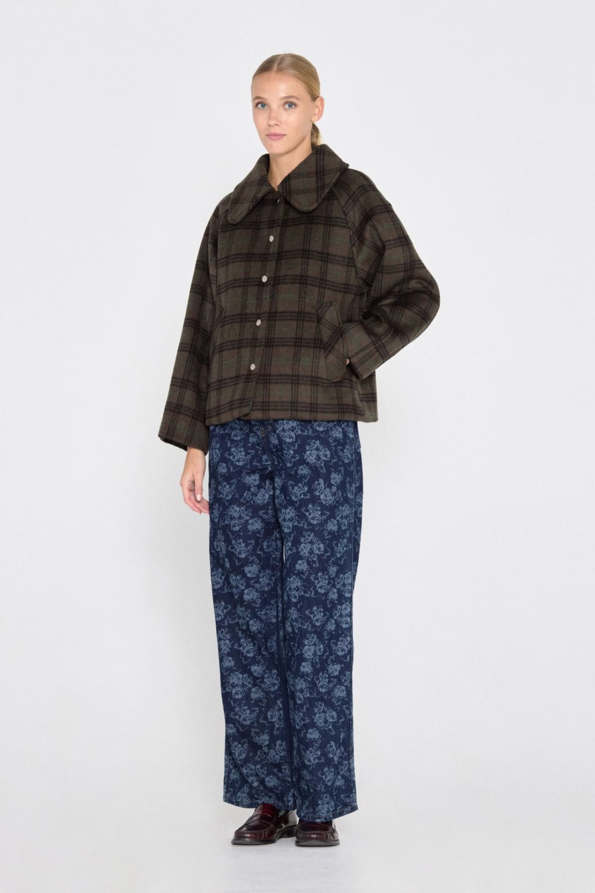 타이니코튼 체크패턴 숏코트 울혼방 테일러드카라 AW24-665P10 ONE COLOR - 상세 이미지 5