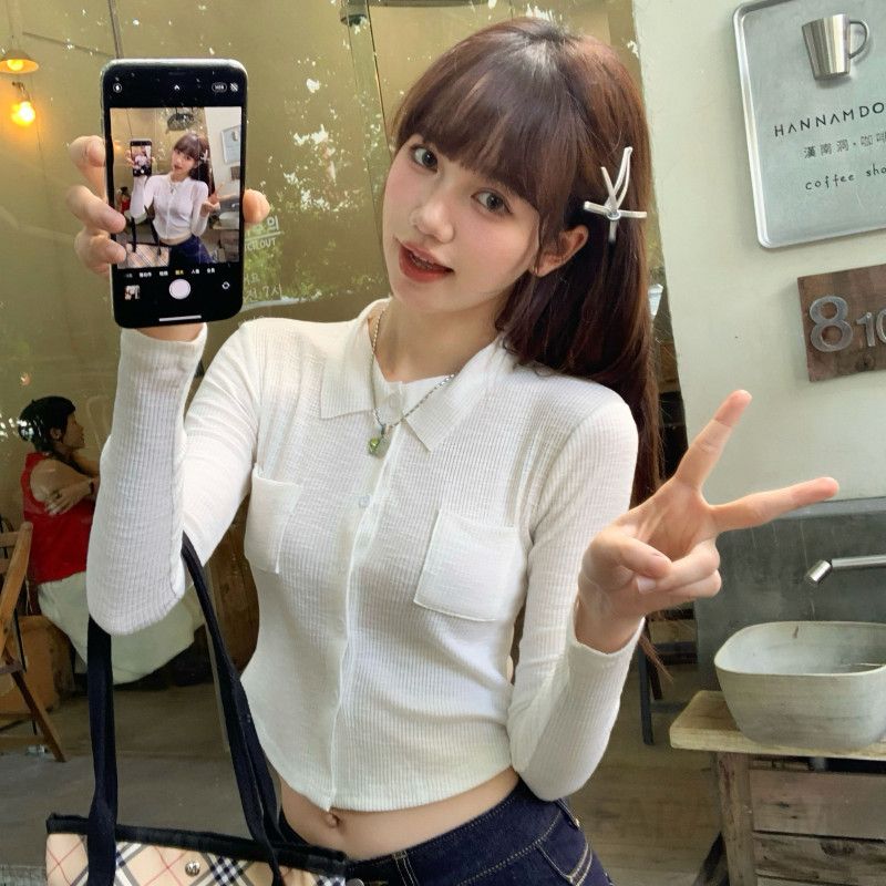 여성 슬림핏 긴팔 티셔츠 가을 이너웨어 레이어드 스타일 편안한 착용감 디자인 캐주얼한 슬림핏 - 상세 이미지 3