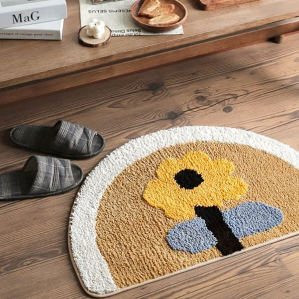 해바라기 반달 발 매트 자카드 미끄럼 방지 발 매트 주방